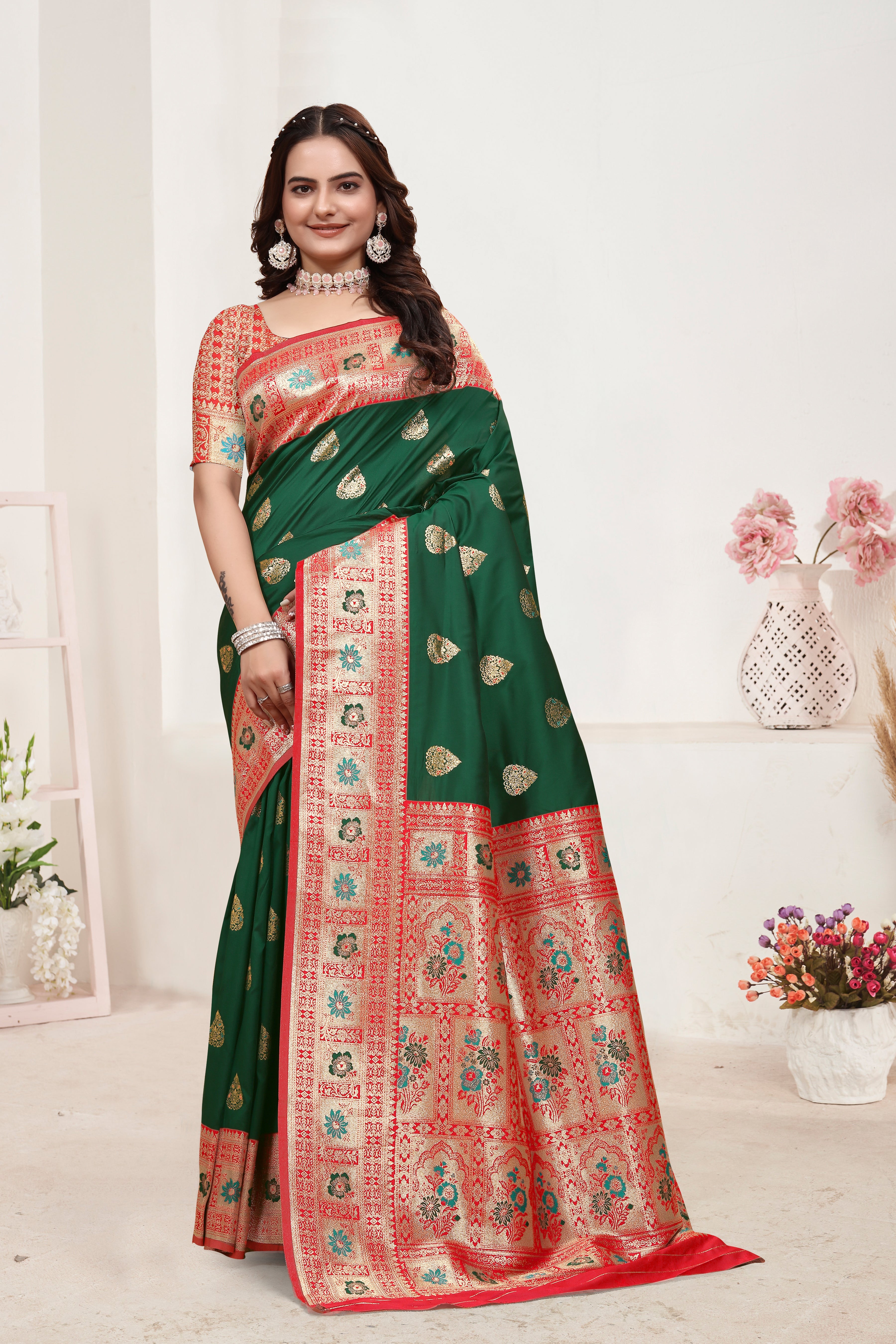 Banarasi Green Silk Saree