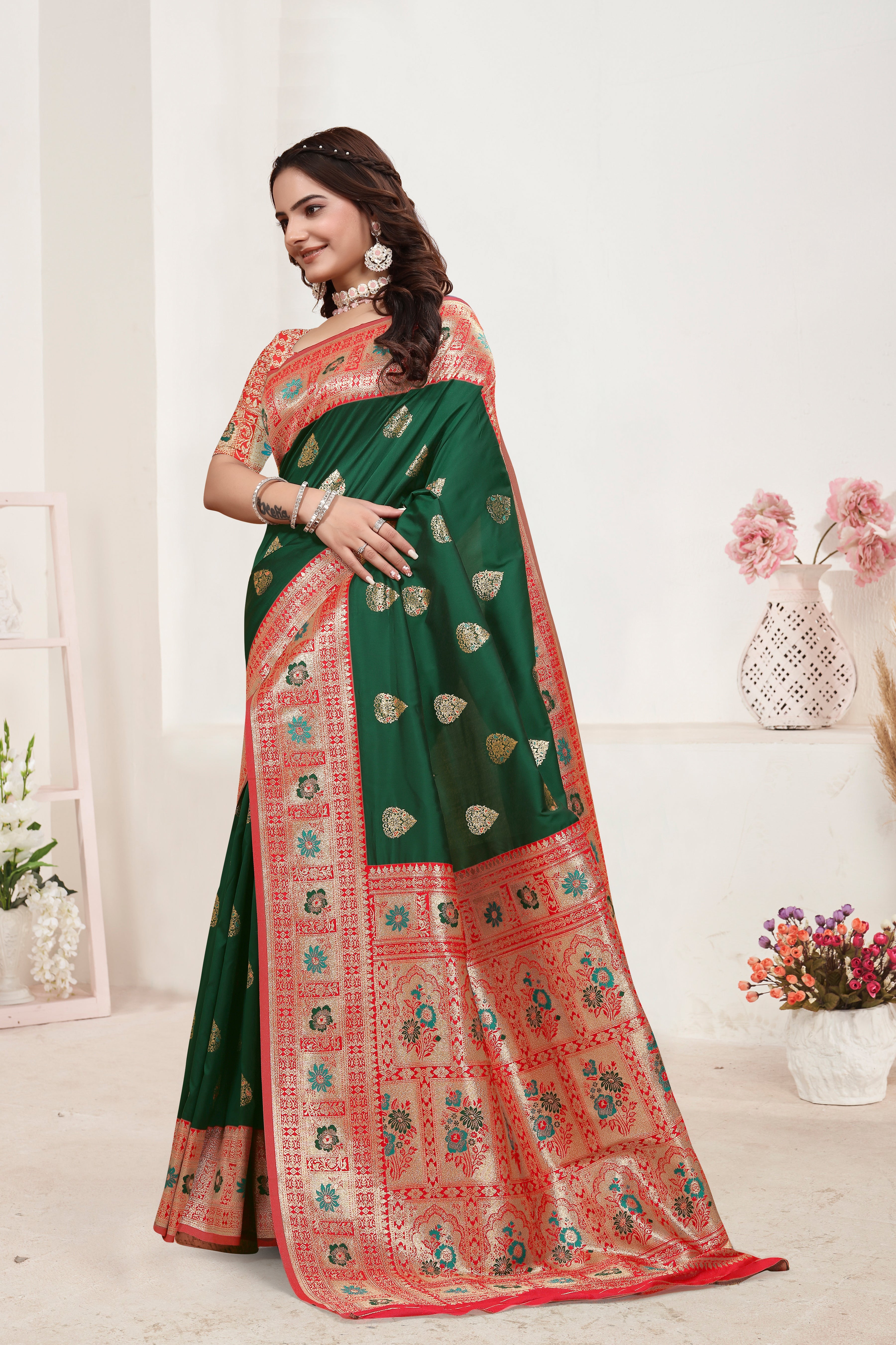 Banarasi Green Silk Saree