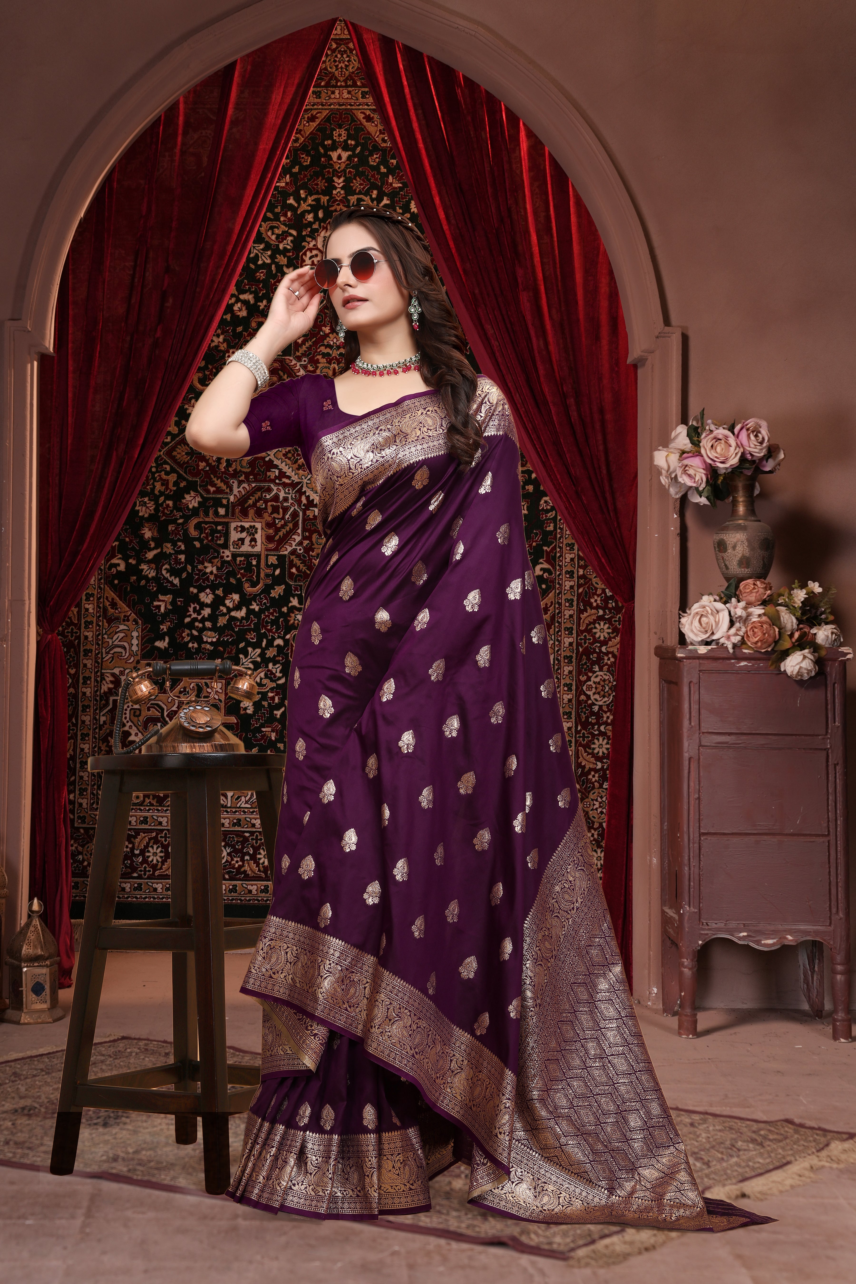 Banarasi Purple Silk Saree