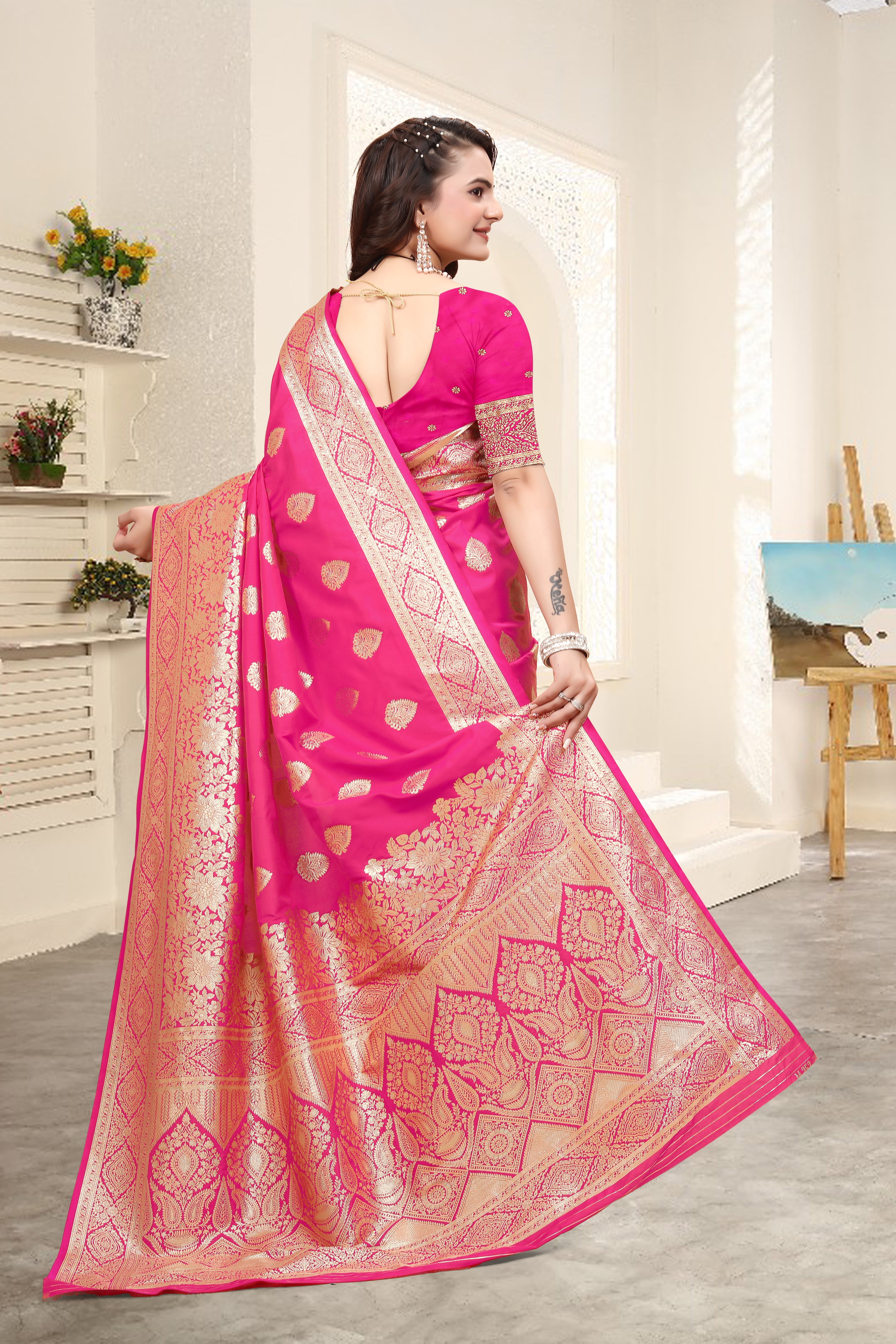 Banarasi Pink Silk Saree